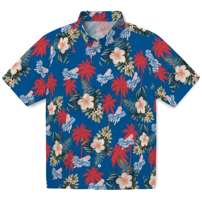 Buy LA Dodgers Blue Hawaiian Shirt - Palm Tree & Hibiscus Summer Fan Wear