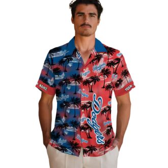 Custom Los Angeles Dodgers Hawaiian Shirt - Tropical Palm Silhouettes for Summer Beach Party