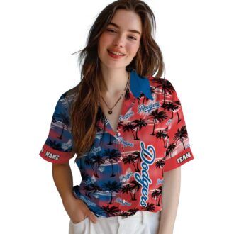 Custom Los Angeles Dodgers Hawaiian Shirt - Tropical Palm Silhouettes for Summer Beach Party
