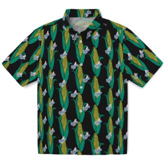 Dodgers Black and Green Hawaiian Shirt - Corn Motif Baseball Fan Gift