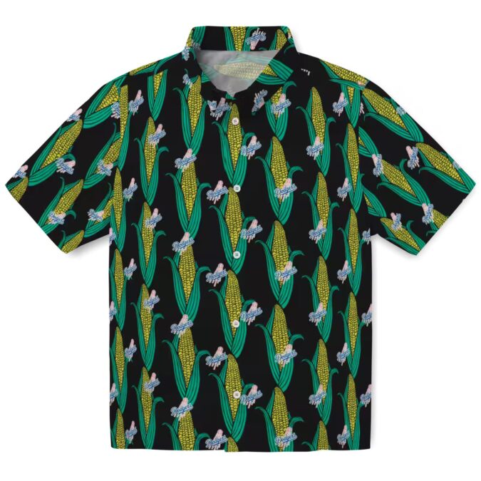 Dodgers Black and Green Hawaiian Shirt - Corn Motif Baseball Fan Gift