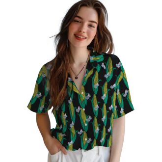 Dodgers Black and Green Hawaiian Shirt - Corn Motif Baseball Fan Gift