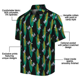 Dodgers Black and Green Hawaiian Shirt - Corn Motif Baseball Fan Gift