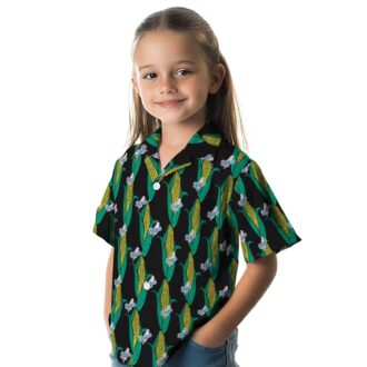 Dodgers Black and Green Hawaiian Shirt - Corn Motif Baseball Fan Gift