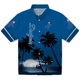 Dodgers Blue Black Tropical Hawaiian Shirt - Sunset Beach MLB Fan Apparel