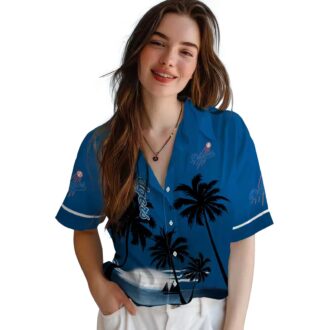 Dodgers Blue Black Tropical Hawaiian Shirt - Sunset Beach MLB Fan Apparel