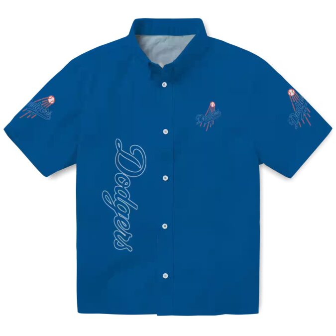 Dodgers Blue Hawaiian Shirt with Stuart Minion - MLB Vacation Apparel
