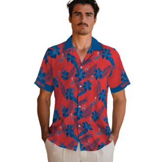 Dodgers Botanical Print Hawaiian Shirt - Red MLB Fan Apparel for Summer Vacation