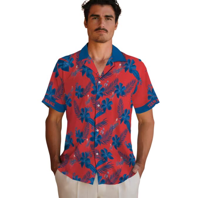 Dodgers Botanical Print Hawaiian Shirt - Red MLB Fan Apparel for Summer Vacation