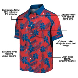 Dodgers Botanical Print Hawaiian Shirt - Red MLB Fan Apparel for Summer Vacation