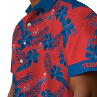 Dodgers Botanical Print Hawaiian Shirt - Red MLB Fan Apparel for Summer Vacation