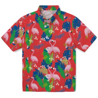 Dodgers Floral Flamingo Hawaiian Shirt - MLB Tropical Beach Shirt Gift for Fans