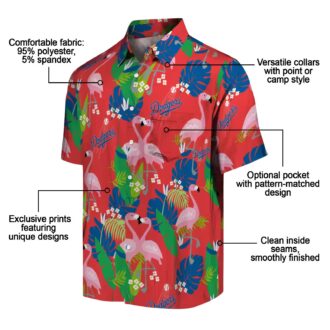 Dodgers Floral Flamingo Hawaiian Shirt - MLB Tropical Beach Shirt Gift for Fans