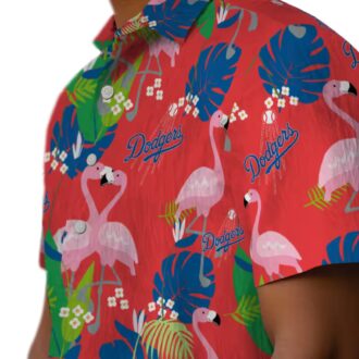 Dodgers Floral Flamingo Hawaiian Shirt - MLB Tropical Beach Shirt Gift for Fans