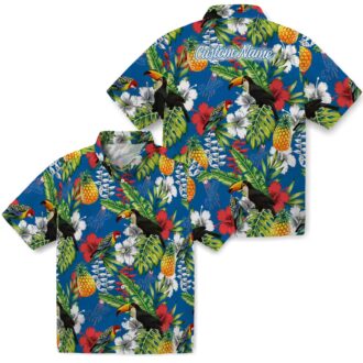 Dodgers Toucan Floral Hawaiian Shirt - Blue Green Aloha Summer Baseball Tee