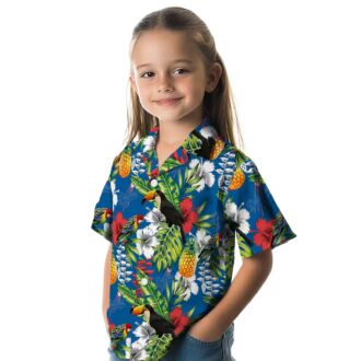 Dodgers Toucan Floral Hawaiian Shirt - Blue Green Aloha Summer Baseball Tee