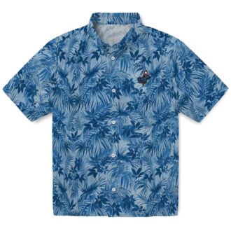 LA Dodgers Leaf Print Hawaiian Shirt, Casual Baseball Fan Outfit