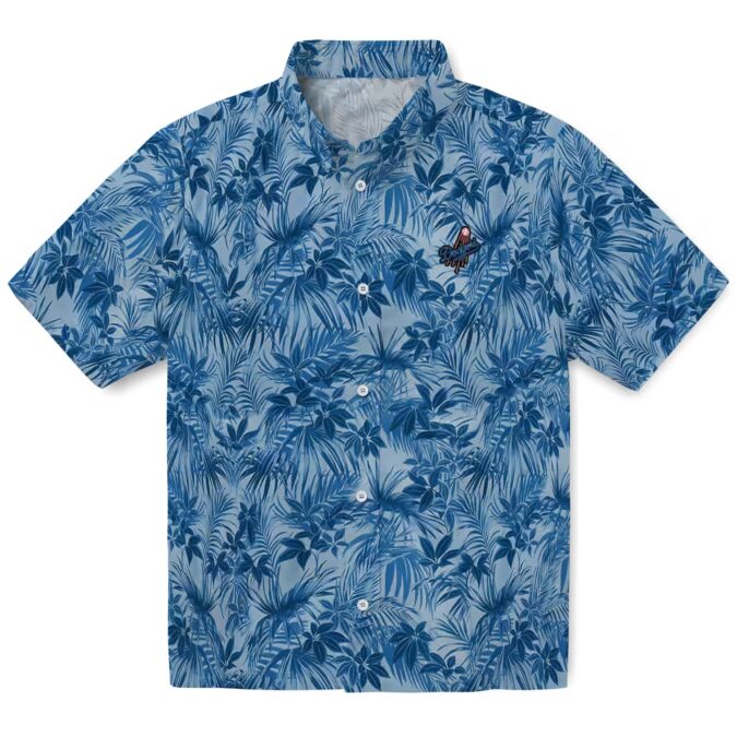 LA Dodgers Leaf Print Hawaiian Shirt, Casual Baseball Fan Outfit