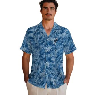LA Dodgers Leaf Print Hawaiian Shirt, Casual Baseball Fan Outfit