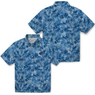 LA Dodgers Leaf Print Hawaiian Shirt, Casual Baseball Fan Outfit