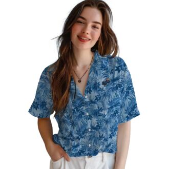 LA Dodgers Leaf Print Hawaiian Shirt, Casual Baseball Fan Outfit