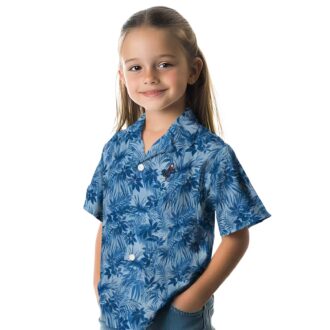 LA Dodgers Leaf Print Hawaiian Shirt, Casual Baseball Fan Outfit