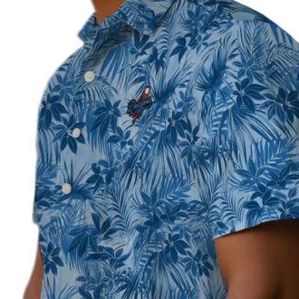 LA Dodgers Leaf Print Hawaiian Shirt, Casual Baseball Fan Outfit