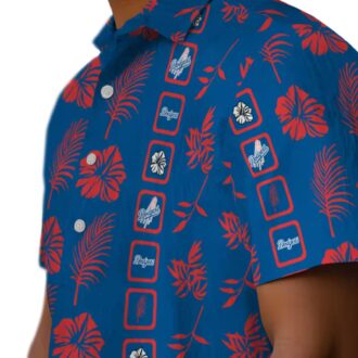 LA Dodgers Tropical Hawaiian Shirt - Blue Hibiscus Floral Print for Fans