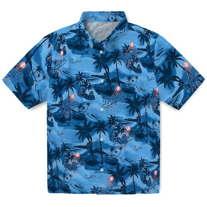 LA Dodgers Tropical Shirt, Men's Coastal Hibiscus Aloha Game Day Outfit