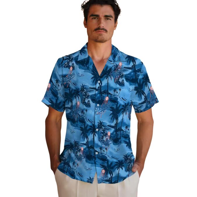 LA Dodgers Tropical Shirt, Men's Coastal Hibiscus Aloha Game Day Outfit
