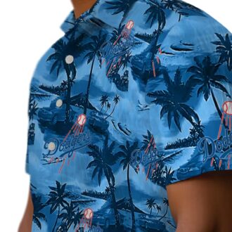 LA Dodgers Tropical Shirt, Men's Coastal Hibiscus Aloha Game Day Outfit