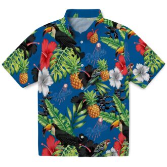 Limited Edition MLB Dodgers Hawaiian Shirt for Men - Blue Green Hibiscus Toucan Summer Outfit