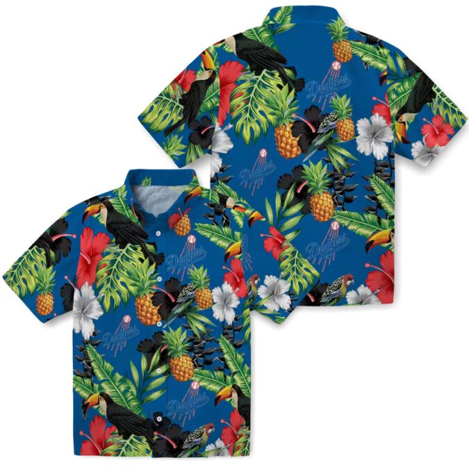 Limited Edition MLB Dodgers Hawaiian Shirt for Men - Blue Green Hibiscus Toucan Summer Outfit