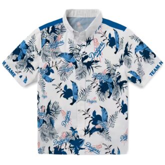 Los Angeles Dodgers Blue & White Hawaiian Shirt - Botanical Aloha MLB Fan Summer Shirt