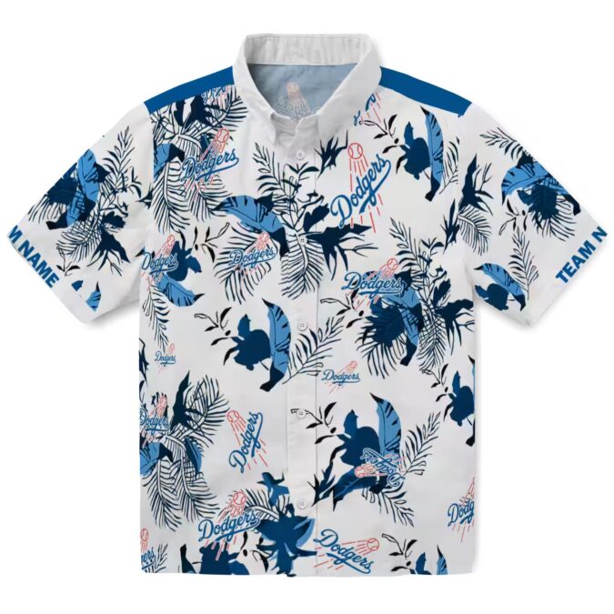 Los Angeles Dodgers Blue & White Hawaiian Shirt - Botanical Aloha MLB Fan Summer Shirt