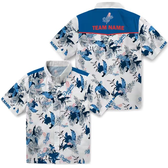 Los Angeles Dodgers Blue & White Hawaiian Shirt - Botanical Aloha MLB Fan Summer Shirt