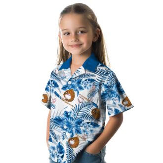 Los Angeles Dodgers Button-Up Hawaiian Shirt - Hibiscus Blue White Aloha Style