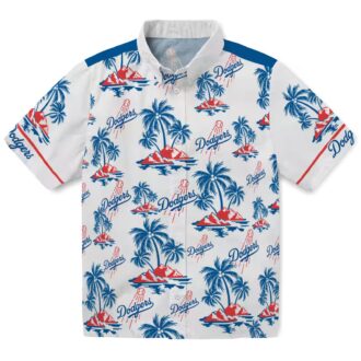 Los Angeles Dodgers Floral Hawaiian Shirt - Blue Palm Island Summer Style