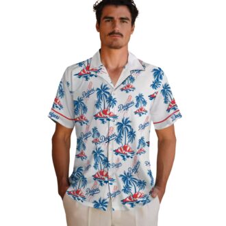 Los Angeles Dodgers Floral Hawaiian Shirt - Blue Palm Island Summer Style