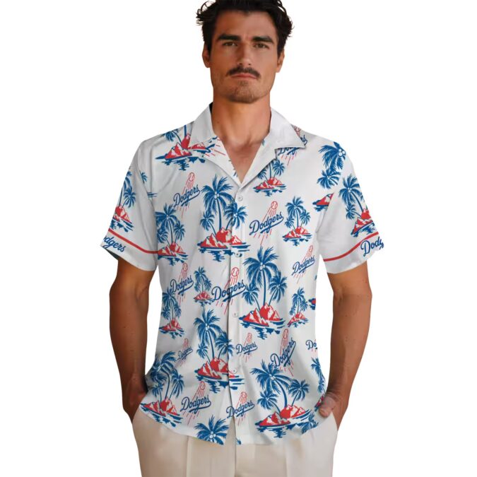 Los Angeles Dodgers Floral Hawaiian Shirt - Blue Palm Island Summer Style