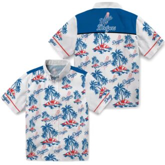Los Angeles Dodgers Floral Hawaiian Shirt - Blue Palm Island Summer Style
