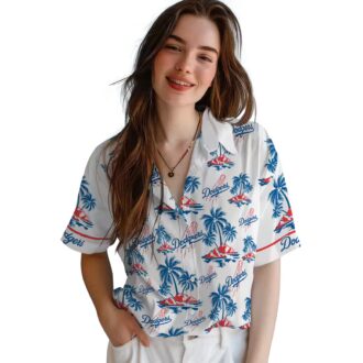 Los Angeles Dodgers Floral Hawaiian Shirt - Blue Palm Island Summer Style