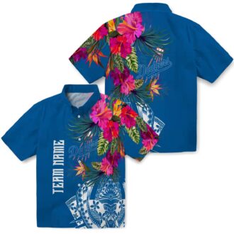 Los Angeles Dodgers Hawaiian Shirt - Blue Floral Polynesian MLB Fan Apparel