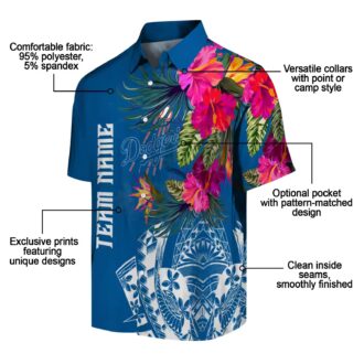 Los Angeles Dodgers Hawaiian Shirt - Blue Floral Polynesian MLB Fan Apparel