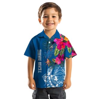 Los Angeles Dodgers Hawaiian Shirt - Blue Floral Polynesian MLB Fan Apparel