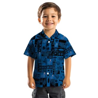 Los Angeles Dodgers Hawaiian Shirt - Tropical Patchwork Blue & Black Fan Apparel