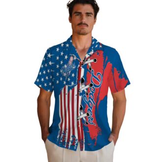 Los Angeles Dodgers Hawaiian Short Sleeve Shirt - Blue Flag Print for Baseball Fans