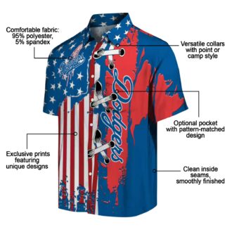Los Angeles Dodgers Hawaiian Short Sleeve Shirt - Blue Flag Print for Baseball Fans