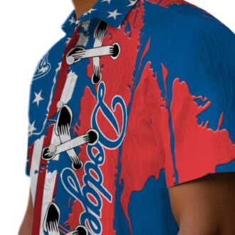 Los Angeles Dodgers Hawaiian Short Sleeve Shirt - Blue Flag Print for Baseball Fans