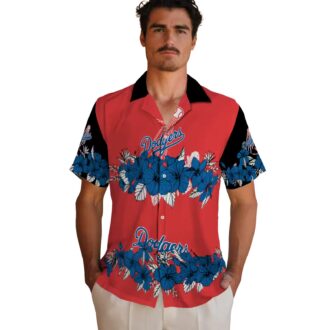 Los Angeles Dodgers Summer Hawaiian Shirt - Tropical Hibiscus MLB Fan Button-Up for Men